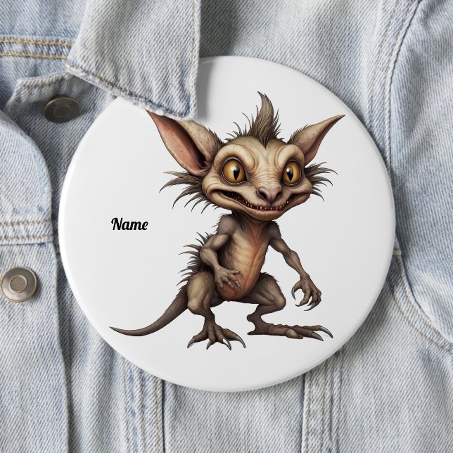 Badge Rond 15,2 Cm Illustration hybride de Chupacabra Gremlin (En situation)