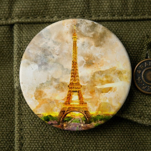 Badge Rond 15,2 Cm Impression artistique aquarelle du coucher de sole