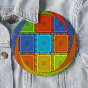 Badge Rond 15,2 Cm Impression d'art Tourbillon à carreaux