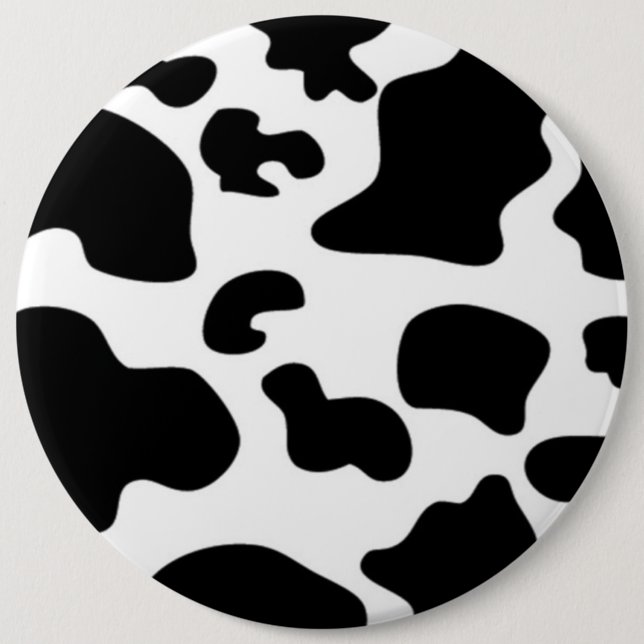 Badge Rond 15,2 Cm Impression de vache noire et blanche (Devant)