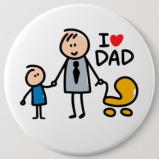 Badge Rond 15,2 Cm Impression Love Daddy (Devant)