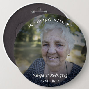 Badge Rond 15,2 Cm In Loving Memory Célébration De La Vie Photo perso