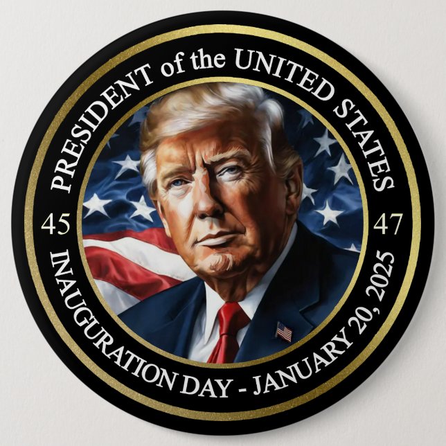 Badge Rond 15,2 Cm Inauguration 2025 du président Donald Trump (Devant)