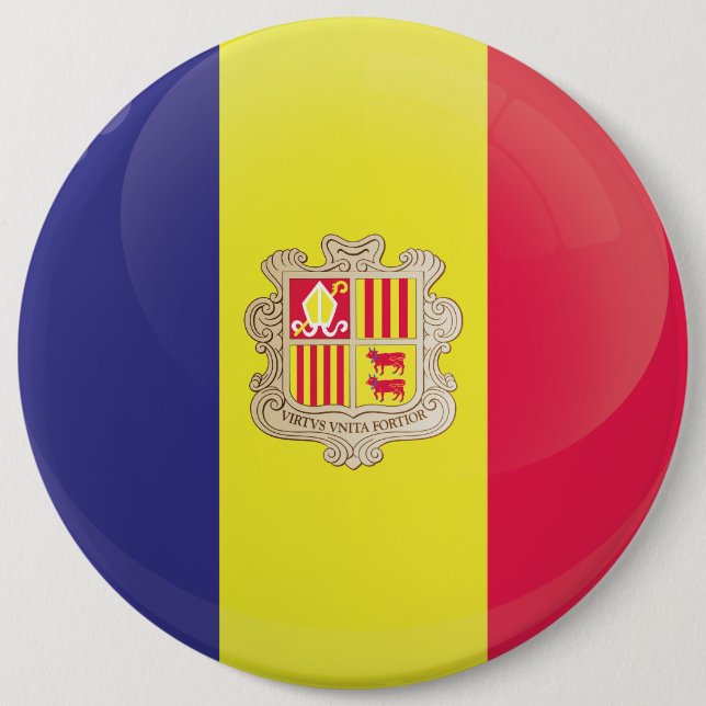 Badge Rond 15,2 Cm Indicateur Icône Arrondi Andorre (Devant)