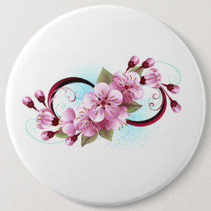 Badge Rond 15,2 Cm Infinité avec les fleurs Sakura