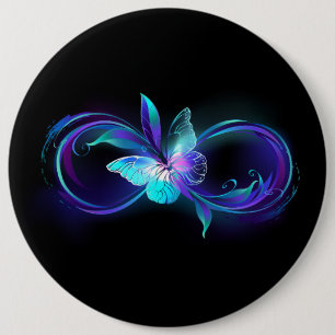 Badge Rond 15,2 Cm Infinité brillante avec papillon magique
