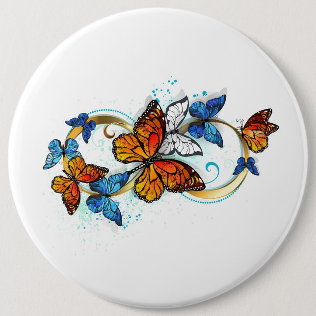 Badge Rond 15,2 Cm Infinité de papillons monarques (Devant)