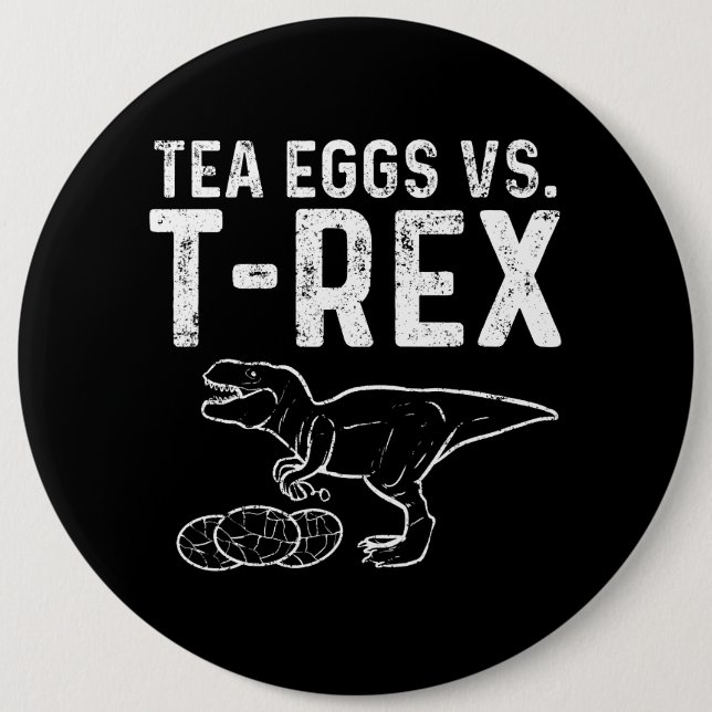 Badge Rond 15,2 Cm Infuseur De Thé Contre T Rex Dinosaur Dino Oeufs (Devant)