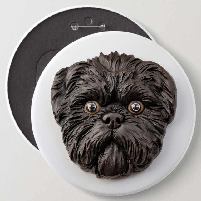 Badge Rond 15,2 Cm Inspiré 3D d'Affenpinscher (Devant & derrière)