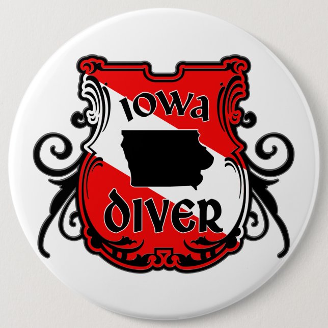 Badge Rond 15,2 Cm Iowa Diver (Devant)