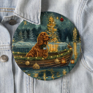 Badge Rond 15,2 Cm Irish Red Setter Christmas Festive Voyage