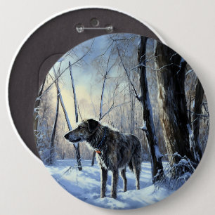 Badge Rond 15,2 Cm Irish Wolfhop Laisser neiger Noël