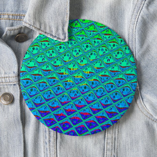 Badge Rond 15,2 Cm Italien bleu sirène Motif Art Imprimer (En situation)