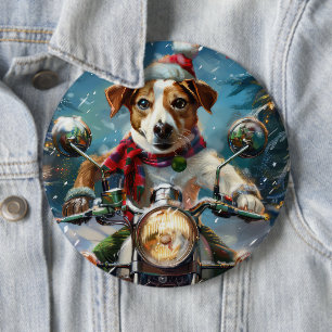 Badge Rond 15,2 Cm Jack Russell Chien équitation Moto Noël