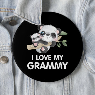 Badge Rond 15,2 Cm J'adore Ma Mamie Bébés et Pandas Adultes Mignons