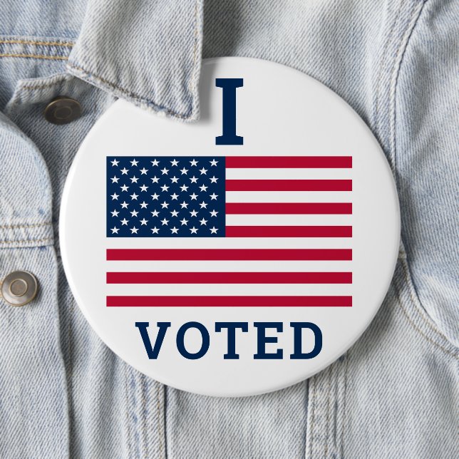 Badge Rond 15,2 Cm J'Ai Voté Les Élections De 2024 Avec Drapeau Améri (En situation)