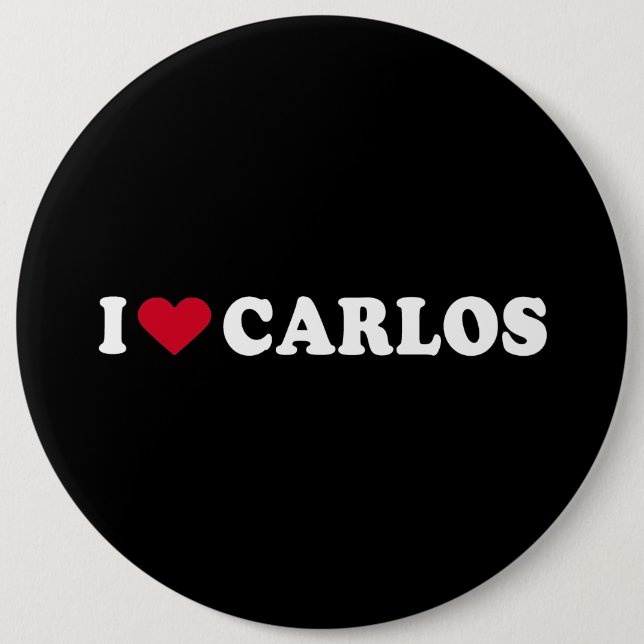 BADGE ROND 15,2 CM J'AIME CARLOS (Devant)
