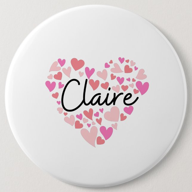 Badge Rond 15,2 Cm J'aime Claire (Devant)
