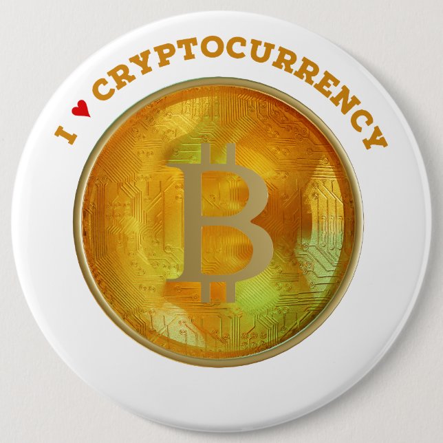 Badge Rond 15,2 Cm J'aime Cryptomonnaie (Devant)