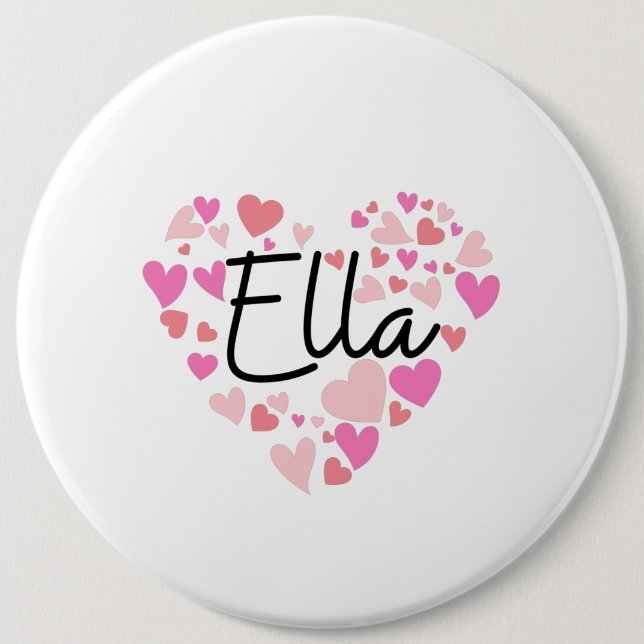 Badge Rond 15,2 Cm J'aime Ella (Devant)