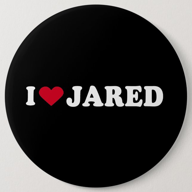 BADGE ROND 15,2 CM J'AIME JARED (Devant)