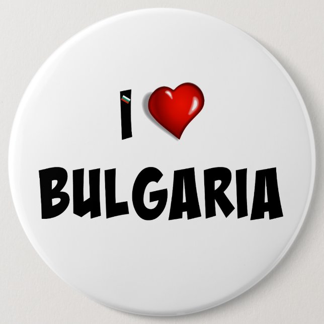 Badge Rond 15,2 Cm J'aime la Bulgarie (Devant)