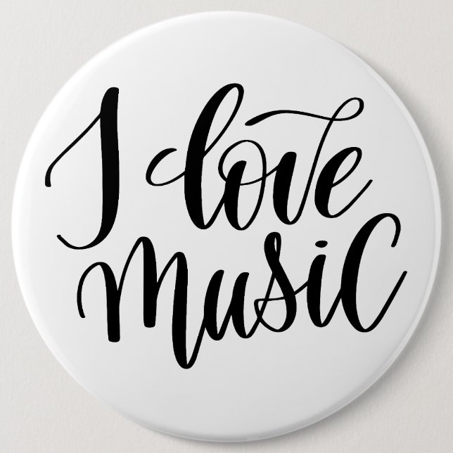 Badge Rond 15,2 Cm J'aime la musique (Devant)