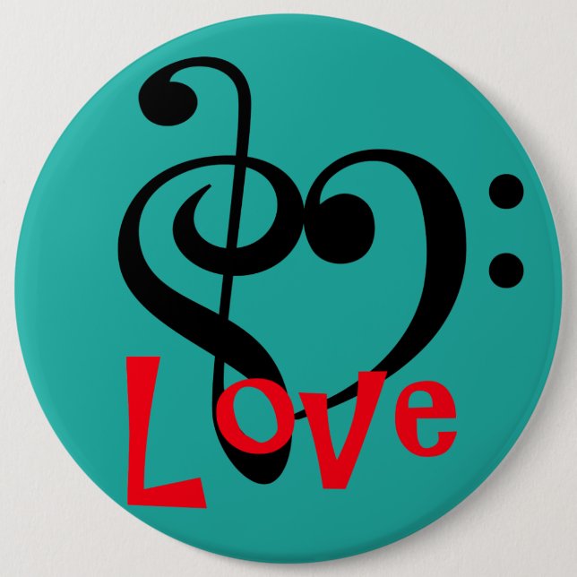 Badge Rond 15,2 Cm J'aime la musique (Devant)