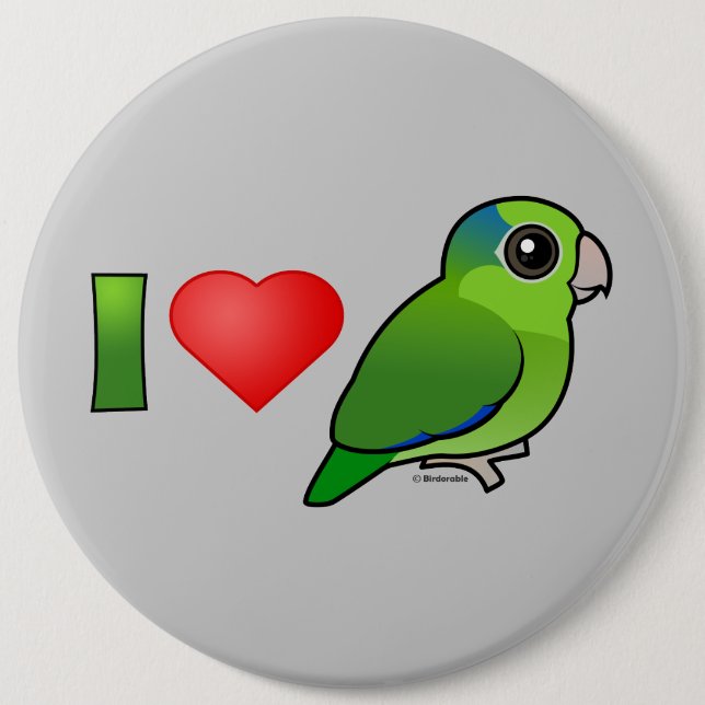 Badge Rond 15,2 Cm J'aime Parrotlets Pacifique (le vert) (Devant)