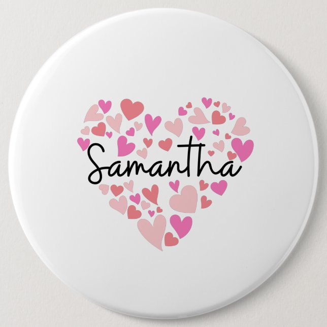 Badge Rond 15,2 Cm J'aime Samantha (Devant)