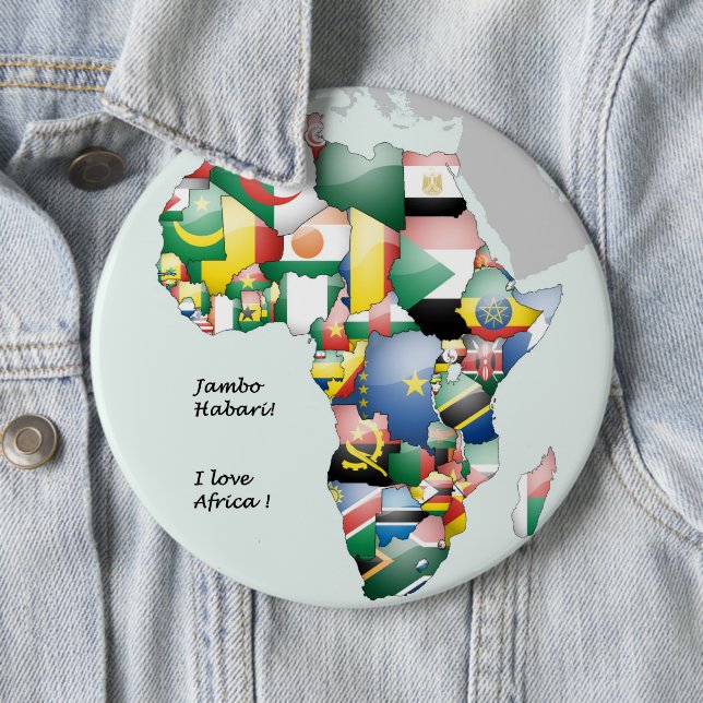Badge Rond 15,2 Cm Jambo Habari Afrique ! J'aime l'Afrique (En situation)