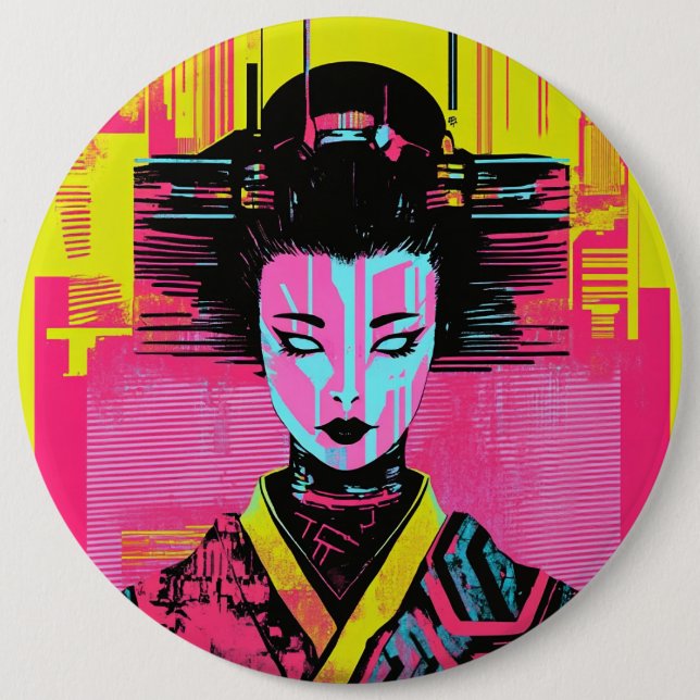 Badge Rond 15,2 Cm Japanese samurai woman (Devant)