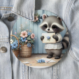 Badge Rond 15,2 Cm Jardin de lettres au pastel de raton laveur