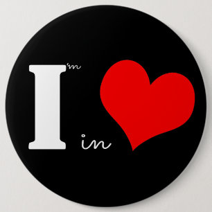 Badge Rond 15,2 Cm Je Suis En Amour Noir