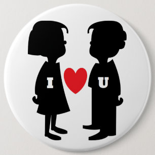 BADGE ROND 15,2 CM "JE T'AIME" GARÇON ET FILLE