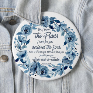 Badge Rond 15,2 Cm Jeremiah 29:11 Car je connais les Plans Floral Ble