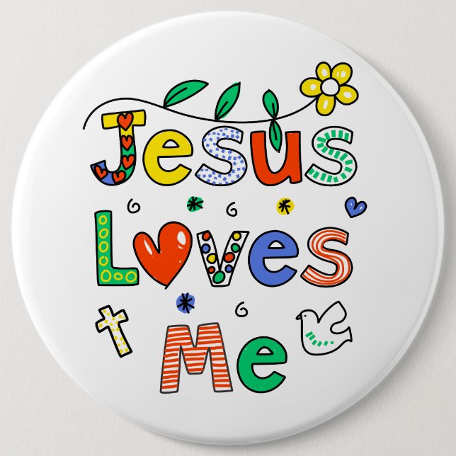 Badge Rond 15,2 Cm Jésus m'aime I Doodles I Colossal 6x6 Button (Devant)