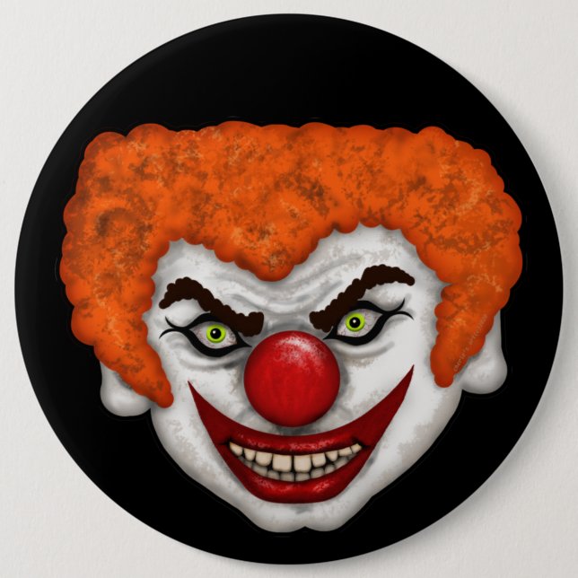 Badge Rond 15,2 Cm JJ le clown Déplaisant | Cherie's Art (c)2020 (Devant)