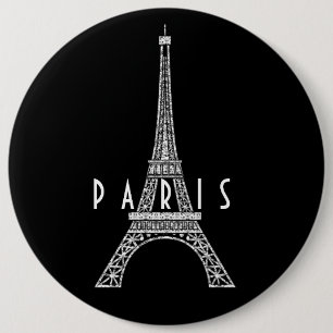 Badge Rond 15,2 Cm Joli bouton de la Tour Eiffel de Paris France blan