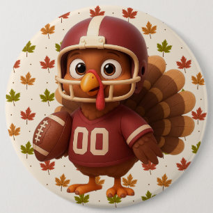 Badge Rond 15,2 Cm Joli dindon de football de jour de Thanksgiving