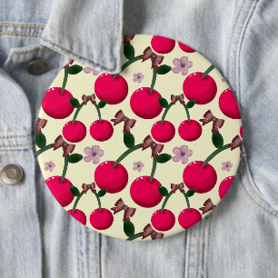 Badge Rond 15,2 Cm Joli motif de cerise rouge