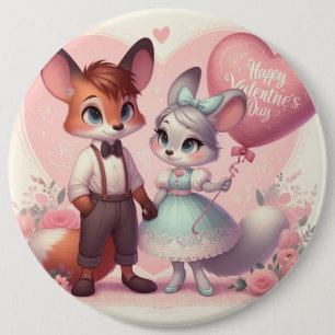 Badge Rond 15,2 Cm Joli renard de caricature Saint Valentin