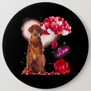 Badge Rond 15,2 Cm Joli Setter irlandais Balloon Heart Valentines Day