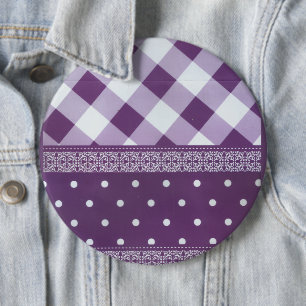 Badge Rond 15,2 Cm Joli violet à damiers Damask Motif sans joint