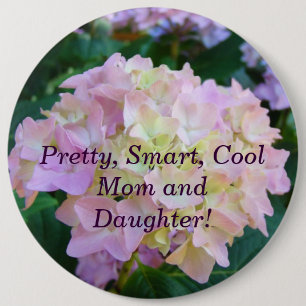 Badge Rond 15,2 Cm Jolie Maman et Fille Fleurs de Bouton Intelligente