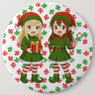 Badge Rond 15,2 Cm Jolis elfes de Noël d'anime