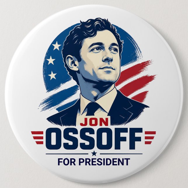 Badge Rond 15,2 Cm Jon Ossoff Président 2028 Format Géant (Devant)