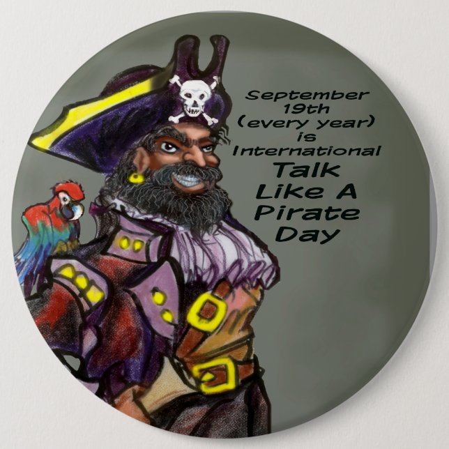 Badge Rond 15,2 Cm Jour de pirate (Devant)