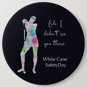 Badge Rond 15,2 Cm Journée de sécurité de la canne blanche, fille 