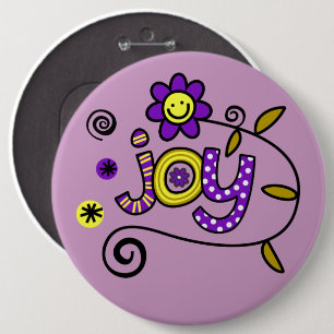 Badge Rond 15,2 Cm Joy I Doodles I Purple I 6x6 Bouton